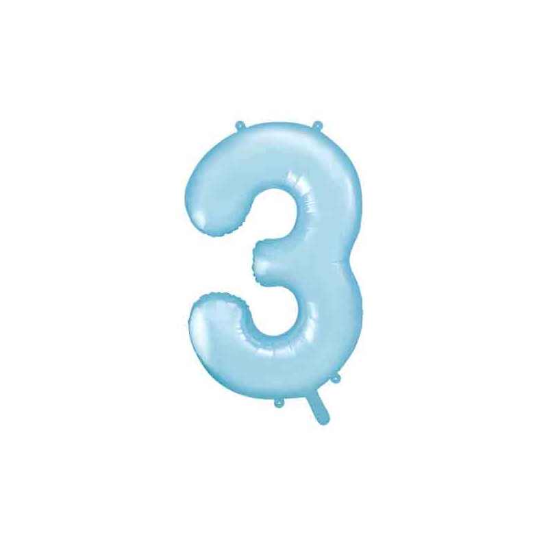 Ballon Chiffre 3 Bleu ciel