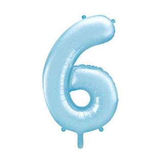 Ballon chiffre 6 Bleu ciel 86cm