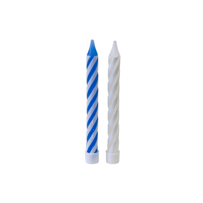 x10 Bougies anniversaire bleu / blanc