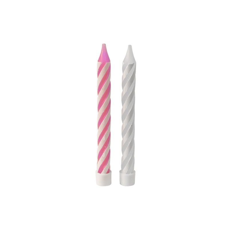x10 Bougies anniversaire rose / blanc
