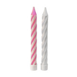 x10 Bougies anniversaire rose / blanc