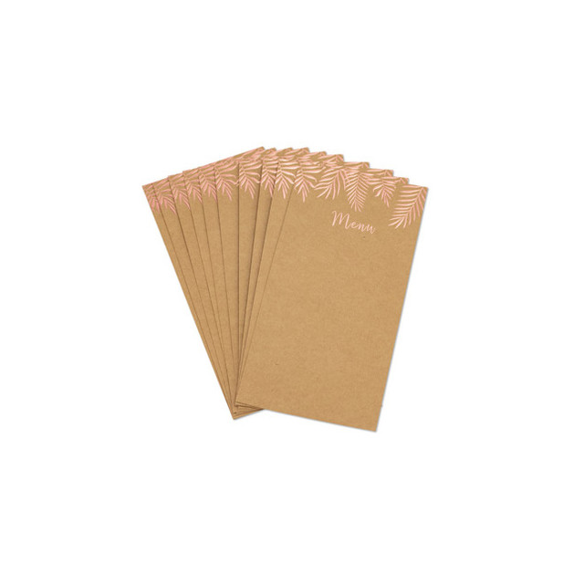 10 x Menu kraft fougeres rose gold