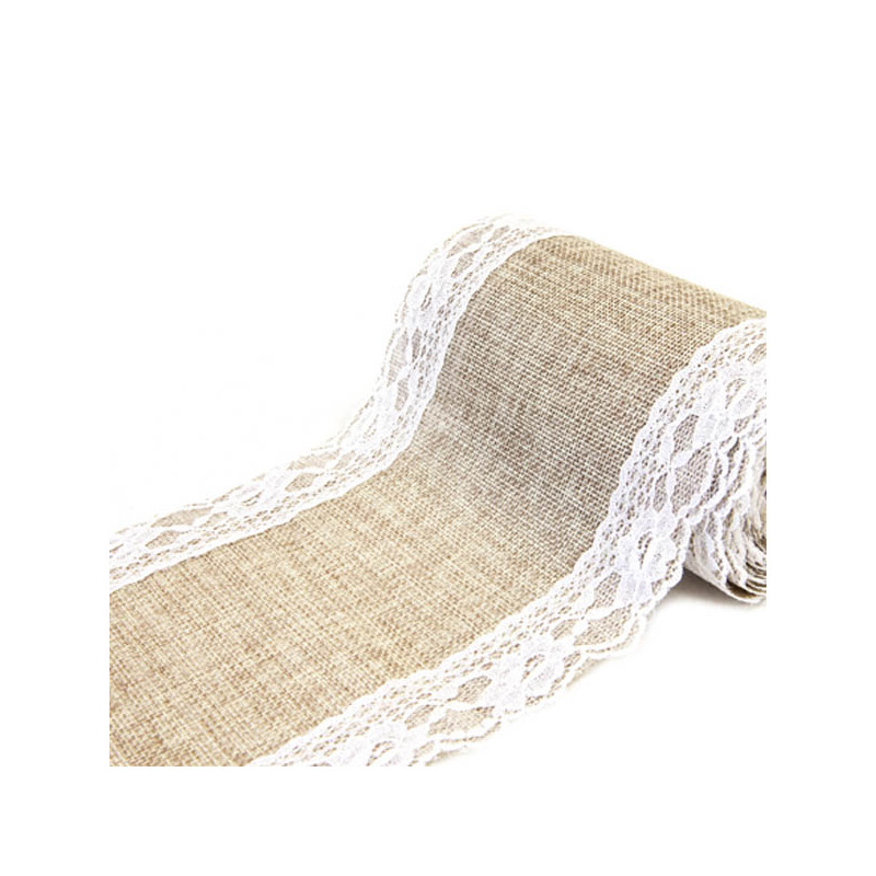 Chemin de table Jute et dentelle - 15 cm x 5m