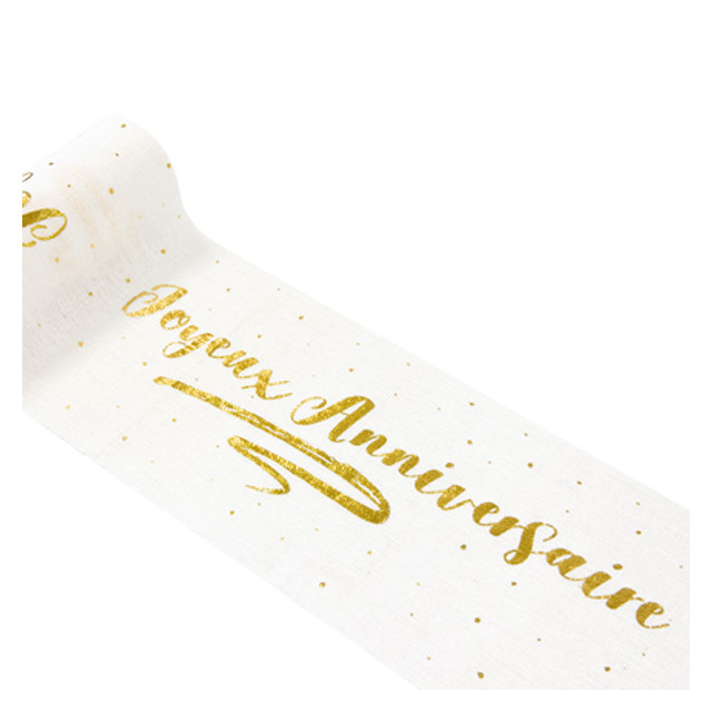 Chemin de table Joyeux Anniversaire or