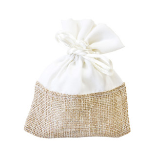 x4 Sachets en tissu blanc et jute