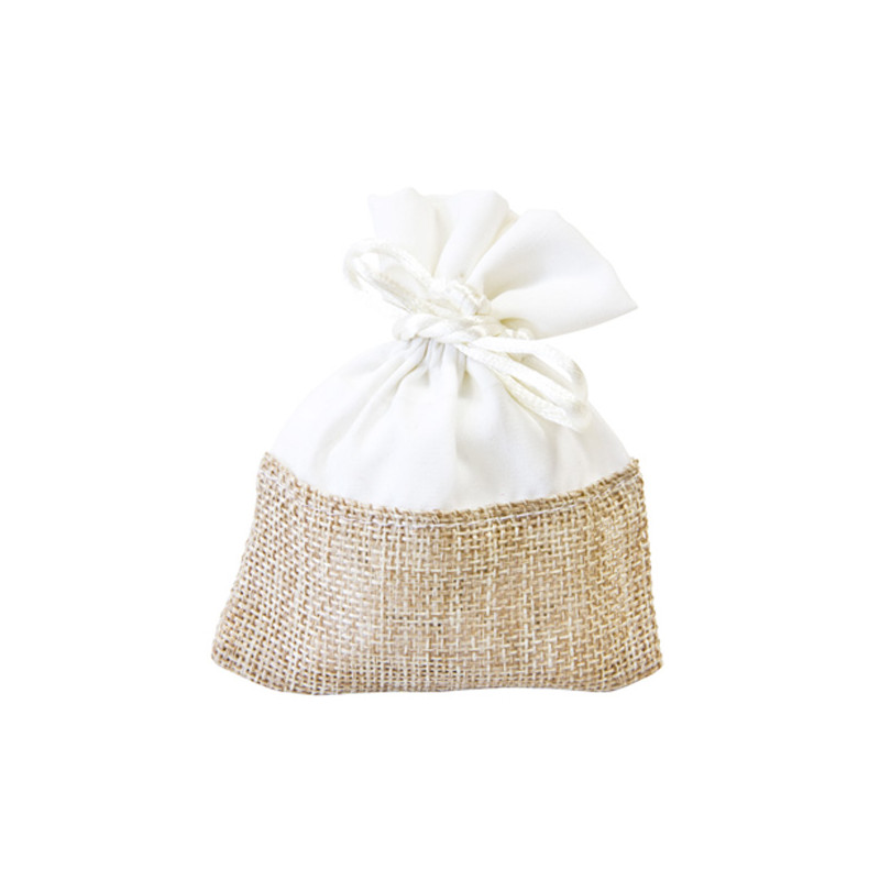 x4 Sachets en tissu blanc et jute