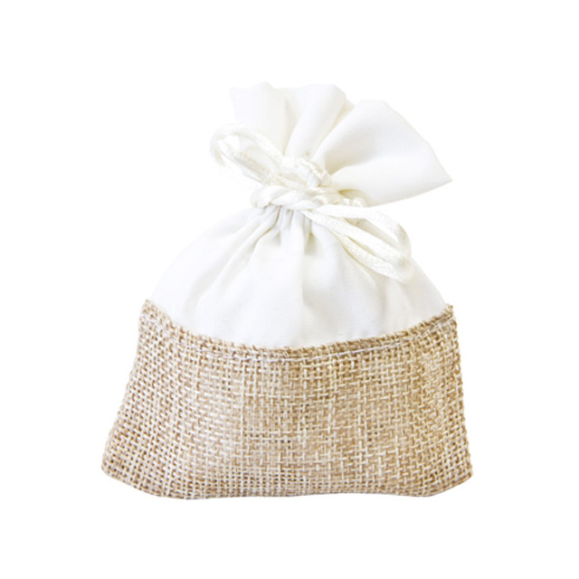 x4 Sachets en tissu blanc et jute