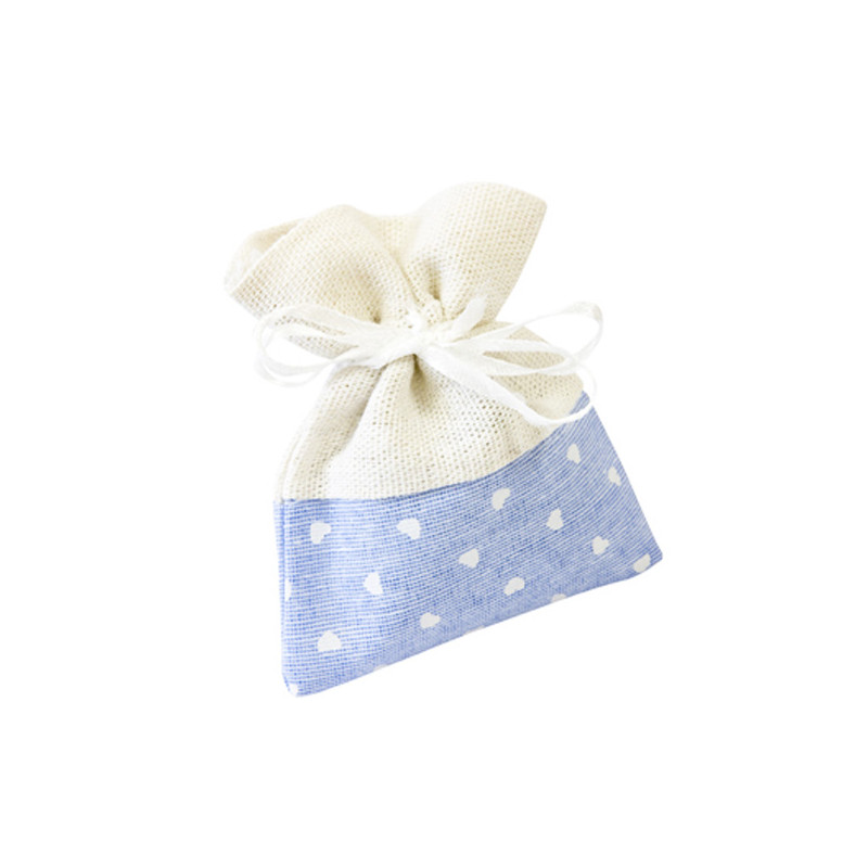 x4 Sachets en tissu bleu avec coeur