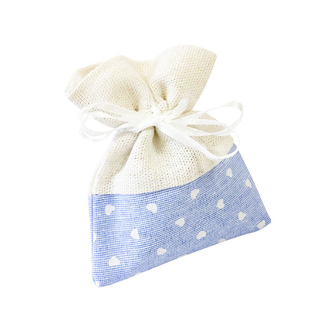 x4 Sachets en tissu bleu avec coeur