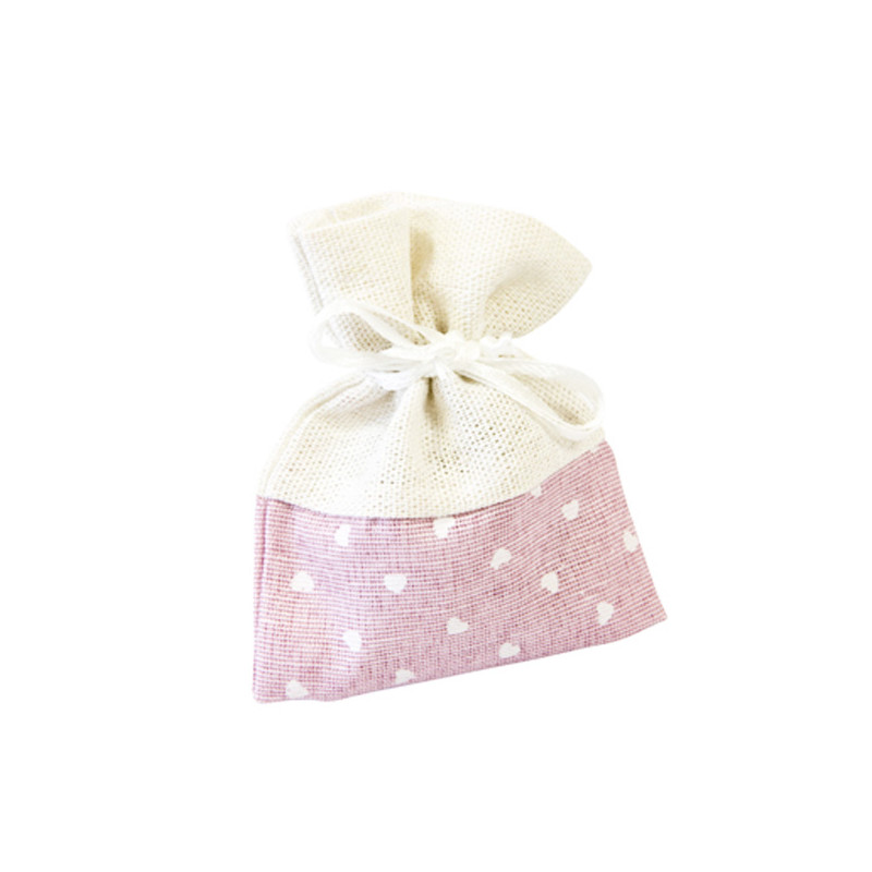 x4 Sachets en tissu rose avec coeur