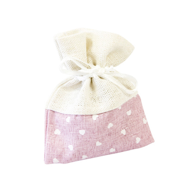 x4 Sachets en tissu rose avec coeur