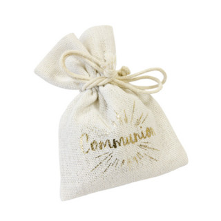 x4 Sachets en tissu Communion or