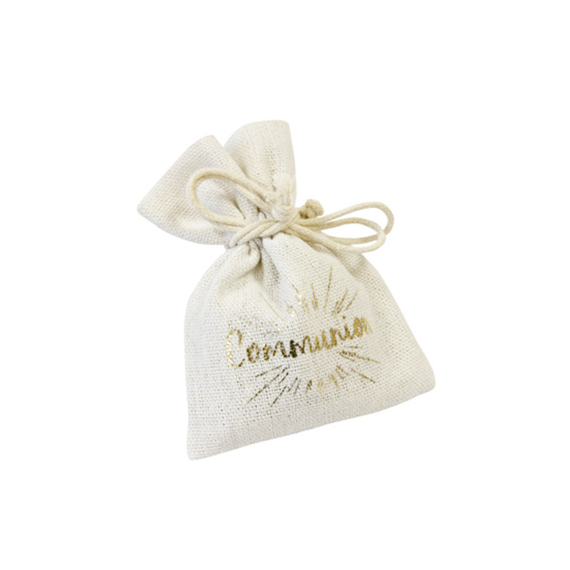 x4 Sachets en tissu Communion or