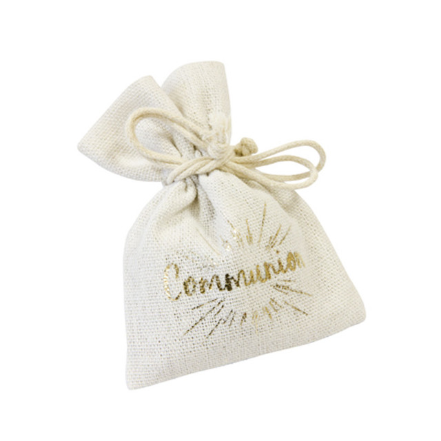 x4 Sachets en tissu Communion or