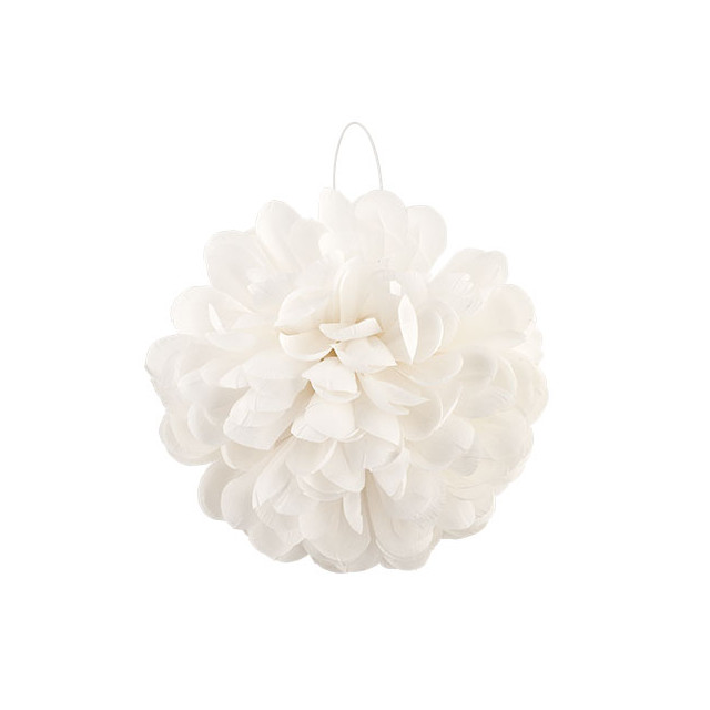Boule Fleurs Tissu Ivoire - 20 cm