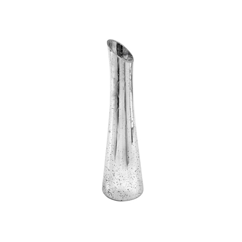 Vase Soliflore métalisé argent 26cm