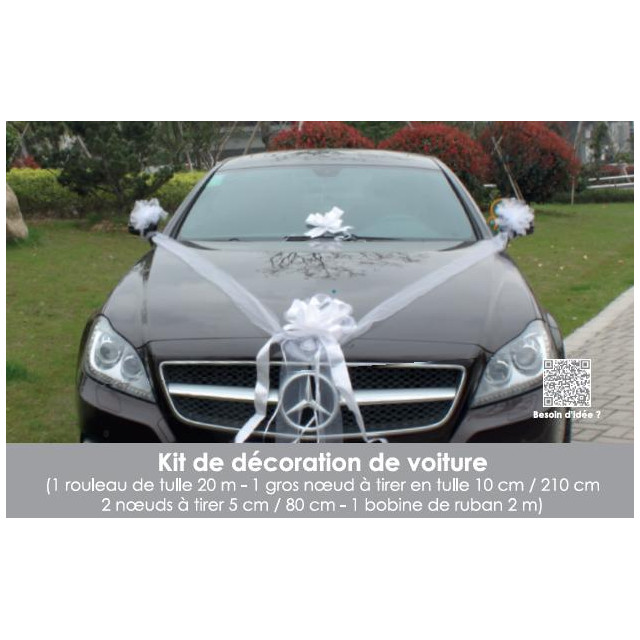 Wedding car decoration = décoration de voiture de mariage