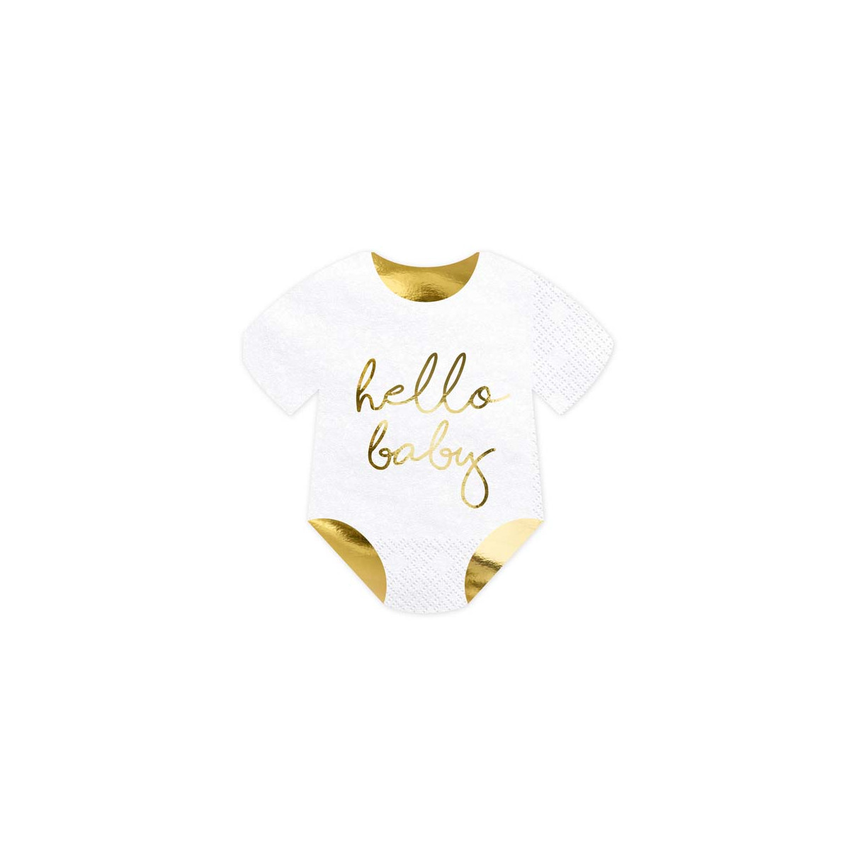 x20 Serviettes Body "Hello Baby" blanche et or