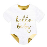 x20 Serviettes Body "Hello Baby" blanche et or