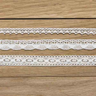 Rubans coton dentelle blanche