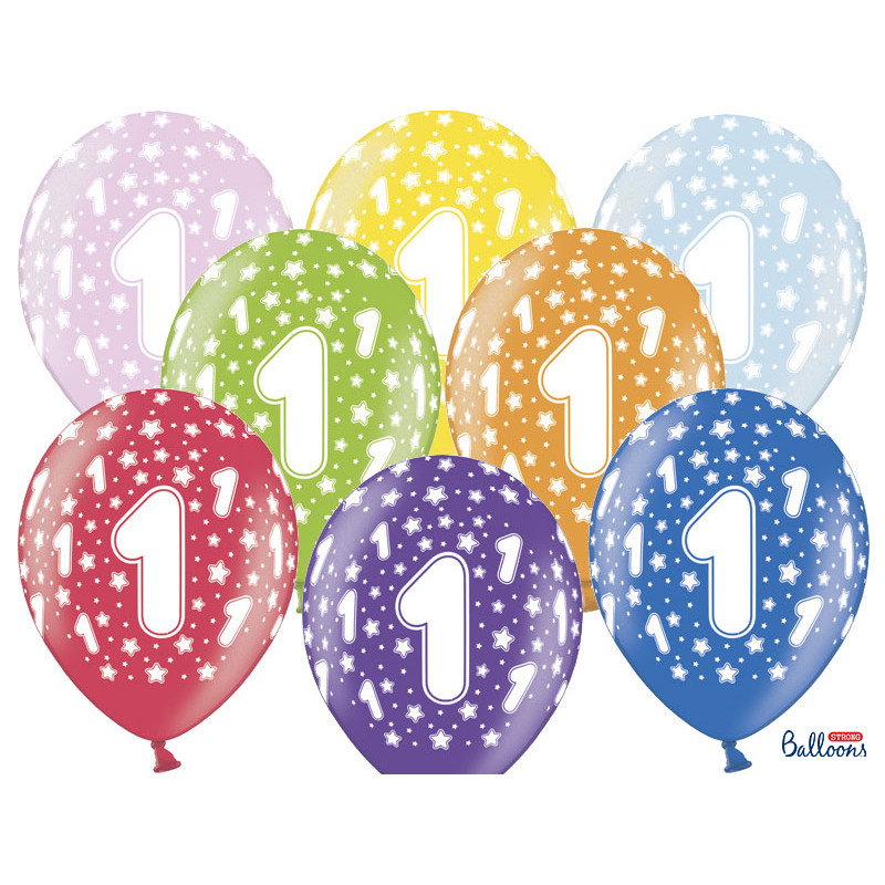 ballon multicolore anniversaire 1 an x6