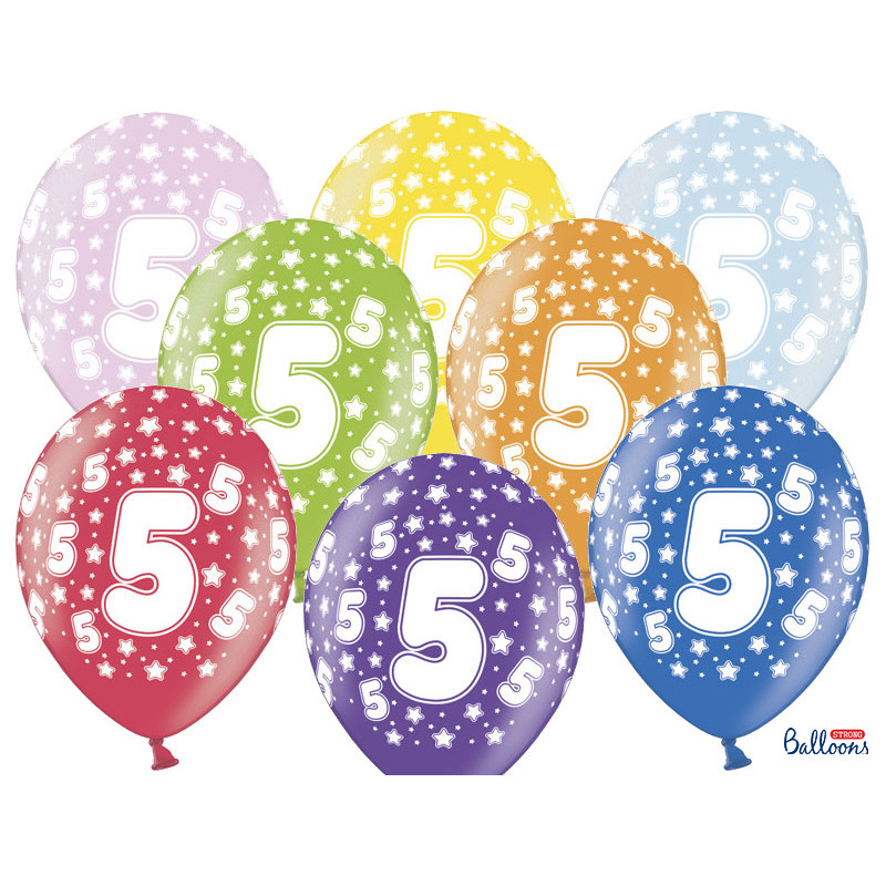 Ballon multicolore anniversaire 5 ans x6