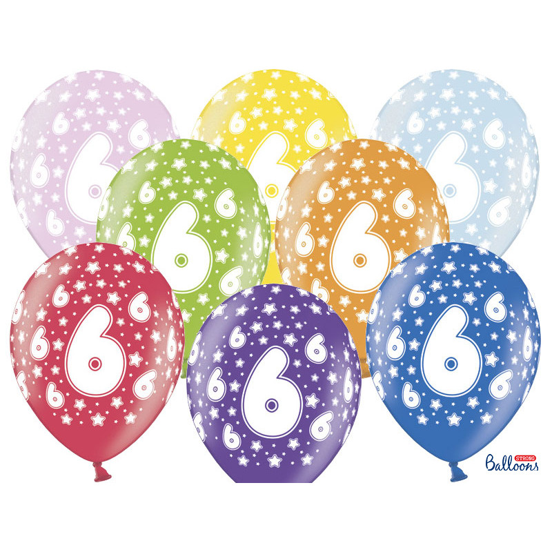 Ballon anniversaire 6 ans multicolore x 6 - Mes Fêtes