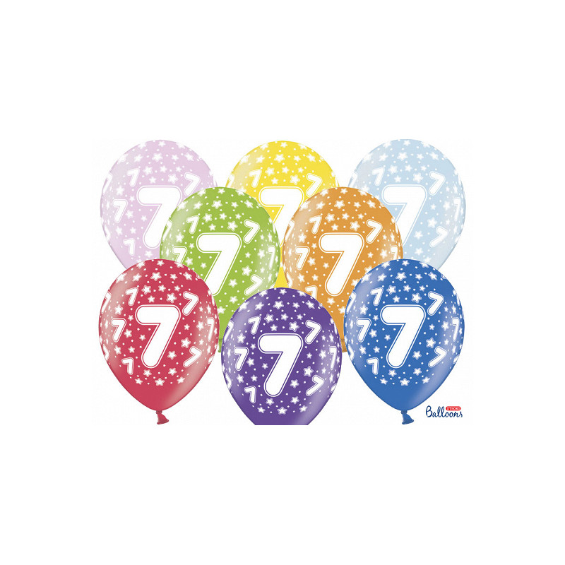 Ballon multicolore anniversaire 7 ans