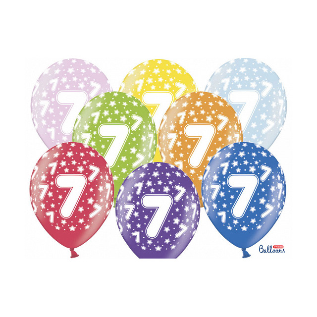 Ballon multicolore anniversaire 7 ans
