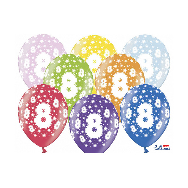 Ballon multicolore anniversaire 8 ans