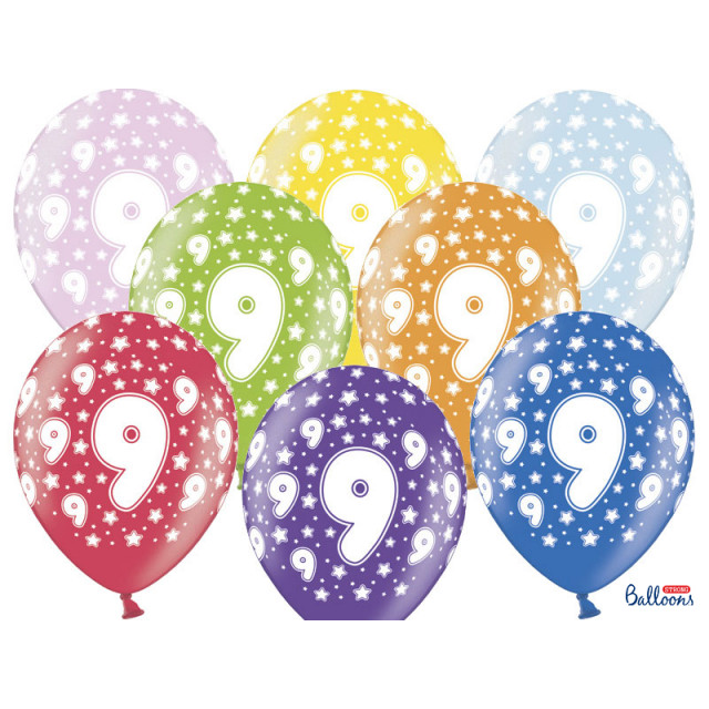 Ballon multicolore anniversaire 9 ans