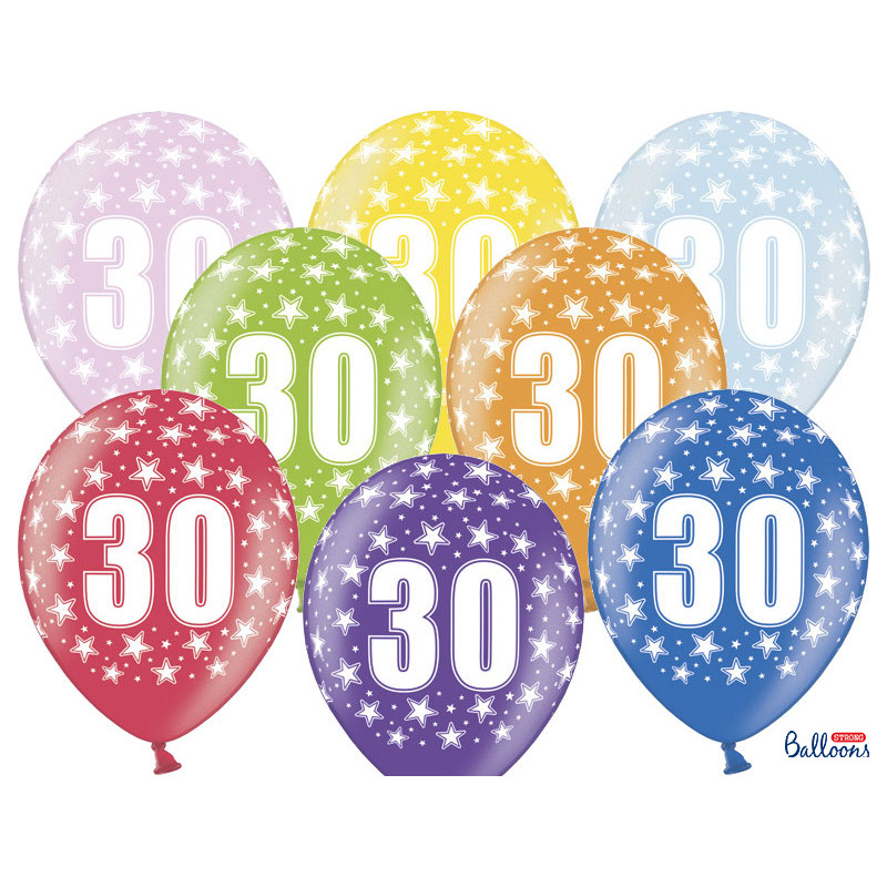 Ballon anniversaire 30 ans multicolore x 6 - Mes Fêtes