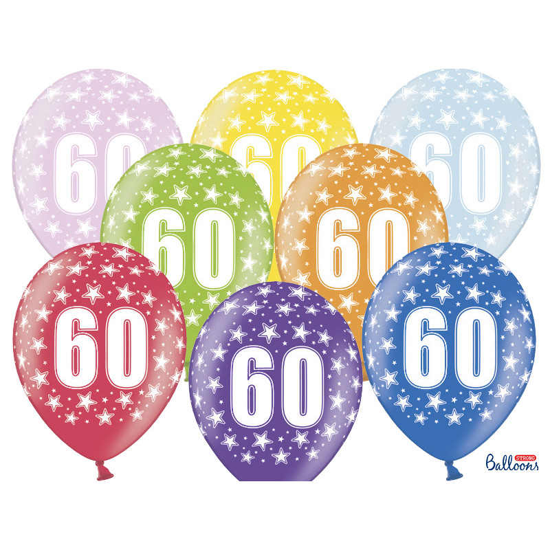 Ballon anniversaire 60 ans multicolore x 6 - Mes Fêtes