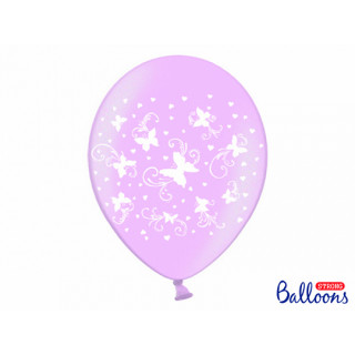 Ballon de baudruche Rose papillons blancs