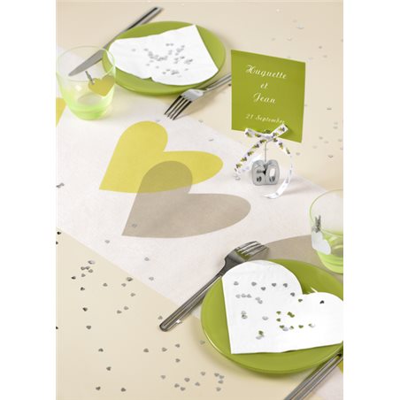 Chemin de Table Coeur Vert et Gris