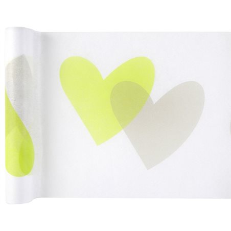 Chemin de Table Coeur Vert et Gris