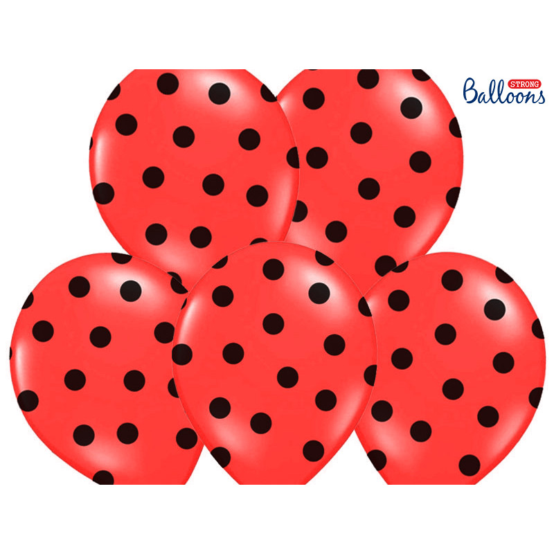 x6 Ballon Lady Bug rouge pois noir