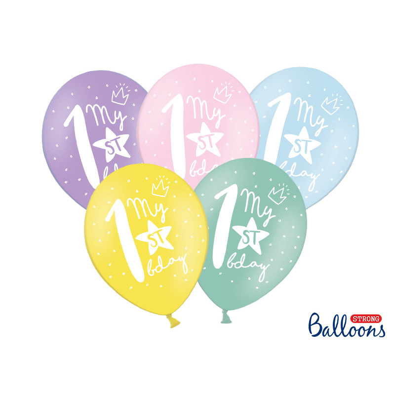 Ballon anniversaire 1 an multicolore x 6 - Mes Fêtes