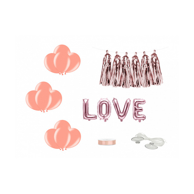 Déco Voiture Mariage Love rose gold