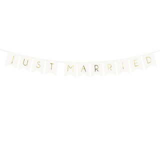 Guirlande fanions "Just married" blanc et or