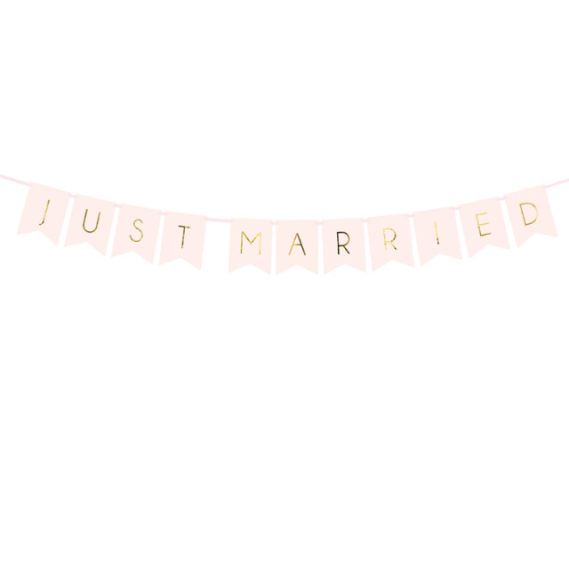 Guirlande fanions "Just married" rose et or