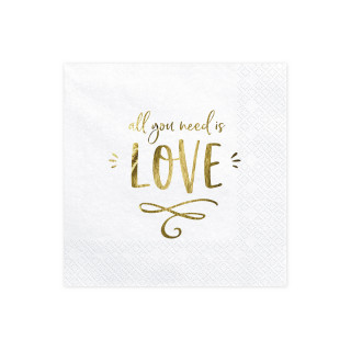 Serviette Papier All You Need Is Love Doré