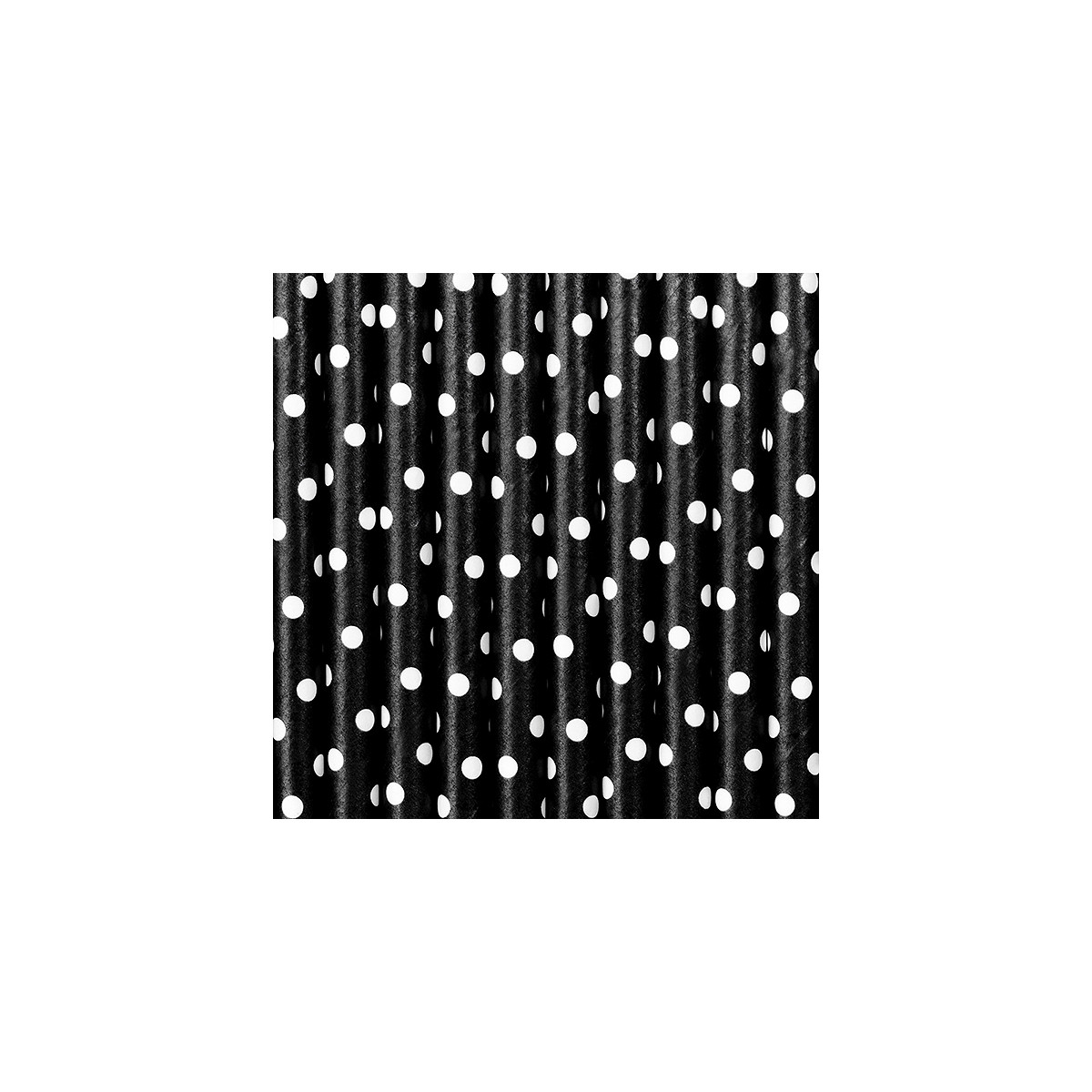 paille papier noir à pois blanc