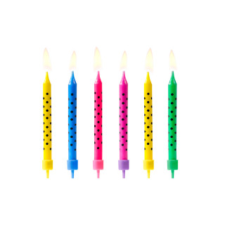 Bougies anniversaire multicolores à pois