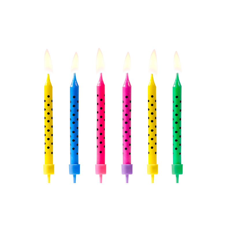 Bougies anniversaire multicolores à pois
