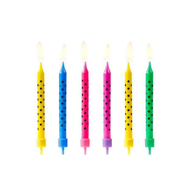 Bougies anniversaire multicolores à pois