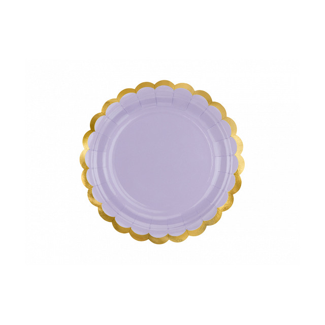 Assiette carton lilas et doré