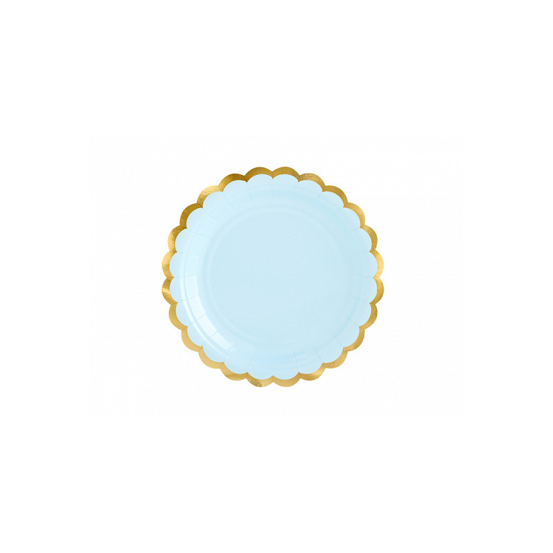 Assiette carton bleu ciel et doré