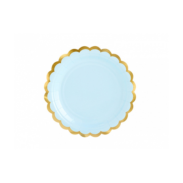 Assiette carton bleu ciel et doré