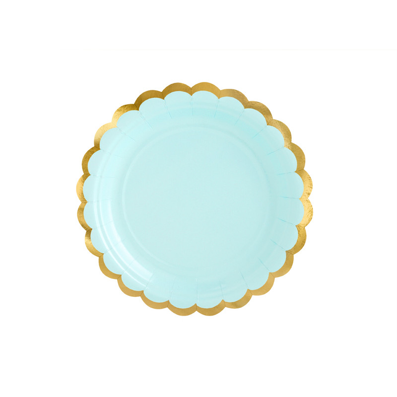 Assiette carton menthe et doré